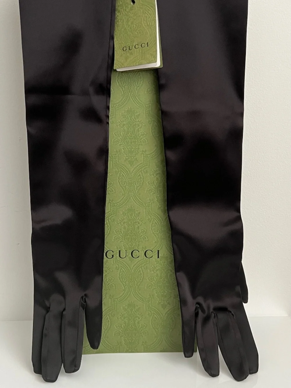 Gucci Black Gloves Long Opera Double GG Size Small Polyamide Acetate Elastane